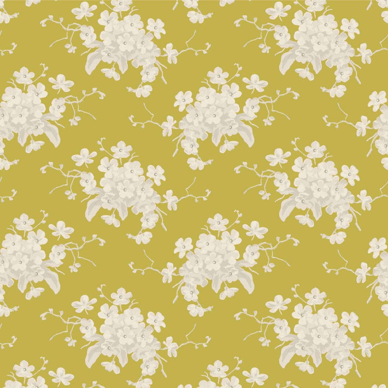 Tilda Patchwork Stoff Baumwolle - Sunday Brunch - White Flower Sour Yellow